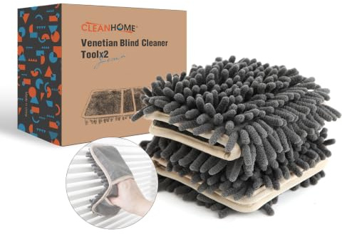 CLEANHOME Venetian Blind Cleaning Tools,2Pcs Dusters for Cleaning | Dry/Wet Microfibre Duster for Removing Dust、Water Marks from Blinds,Air Conditioning Panels&Cabinet Tops