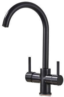 1PCS Multi Reinigung Küche Waschbecken Wasserhahn Heißer und Kalter Mischer Kran Wasserhahn 360 Schwenk Dual Griff(Matte Black)
