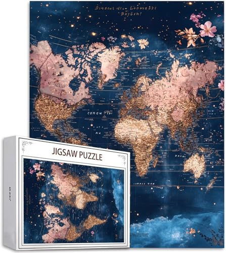 Blue Jigsaw Puzzle 2025 Puzzle 5000 Pieces, Jigsaw Puzzles for Adults 5000 Piece World Map Wooden Puzzles for Adults, Challenging Game Toys Jigsaws for Wall Decoration and Gifts 2025 Christmas H-8162