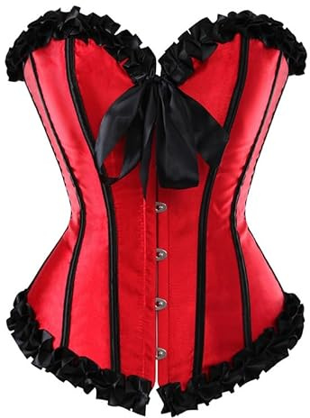 KNDSSMY Red Christmas Overbust Corset Top for Women,Sexy Sweetheart Off Shoulder Waist Cincher Bustier with Black Stripe and Bow for Holiday Parties M