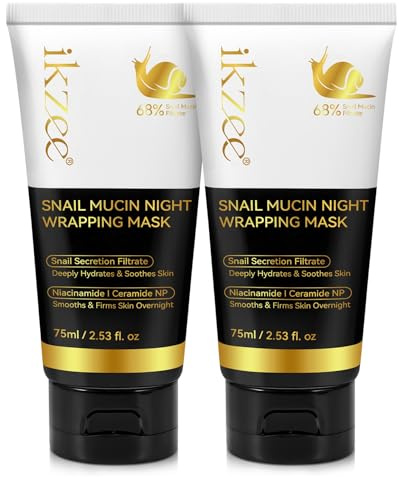 P-Beauty 2x Gesichtsmaske Nachtmaske Gesicht mit Snail Mucin & Kollagen - Night Wrapping Mask, Feuchtigkeit & Regeneration über Nacht, glattere Haut, Anti-Aging Pflege, Skincare Maske (2x75 ml)
