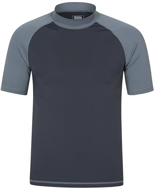 Mountain Warehouse Mens UV Rash Vest - UPF50+ UV Protection Rash Guard, Lightweight, Quick Drying Rash Top, Stretch Fabric, Flat Seams - for Swimming & Under A Wetsuit, Dark Grey, L