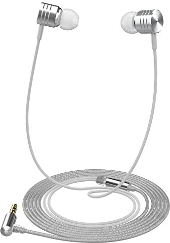 Betron B550 Earphones Wired Headphones In Ear Noise Isolating Earbuds with Bass Tangle-Free Cable 3.5mm Jack, Silver