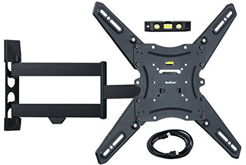 QualGear Universal Ultra Slim Low Profile Articulating Wall Mounting Kit with 10 ft HDMI v1.4 Cable and 3-Axis Magnetic Bubble Level for LED TV Upto 23-47-Inch