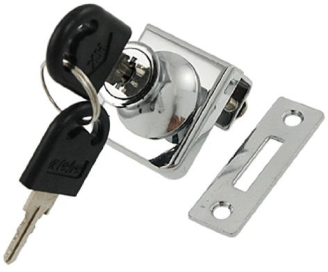 sourcing map Serrure de porte en verre simple pour vitrine d'armoire de 0,37 pouce - ton argent