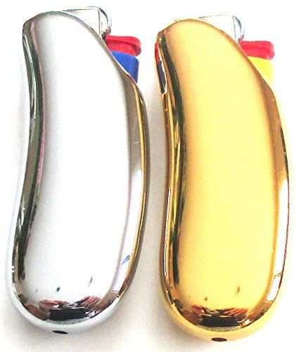 briquet Bic Mini Housse de protection Luxe Série Comprend léger (2, Or et Argent Combo Comprend briquets)