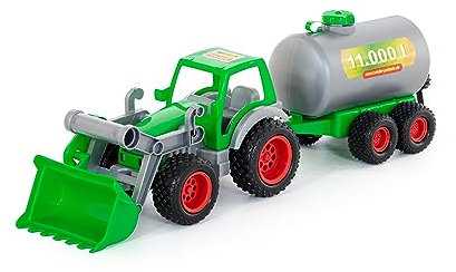 Wader Farmer Technic Traktor mit Frontlader und Fasswagen Fassanhänger