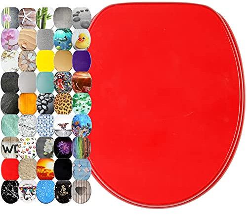 Sanilo Toilet Seat, Great Range of Colorful Toilet Seats, Stable Hinges, Easy to Mount (Red)