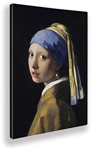 Giallobus - Gemälde - Jan Vermeer - Das Mädchen mit dem Perlenohrring - Leinwand mit Standardrahmen - 100L x 140l cm - Bereit zum Aufhängen - Moderne Gemälde