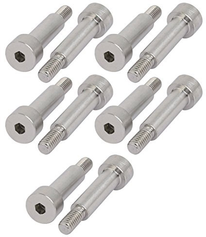 sourcing map a17101400ux0100 10pz bullone Perno con Testa brugola da 8mm Diametro 25mm Lunghezza Spalla Filettatura M6, Argentato