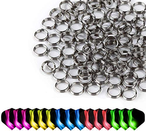 ToBeIT Shaftringe 200 Stücke und Dart Flights 15 Stücke- Federringe Springs Ringe Dart Zubehör Edelstahl Shaft O Ringe für Nylon Dartschäfte Plus 5 Set Darts Shafts in Standard Form.