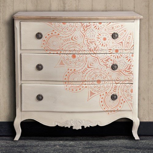 TODO STENCIL Home Decor Rosette 013, 1/4 Mandala, Maße: Schablone 30 x 30 cm, Motiv 28 x 28 cm