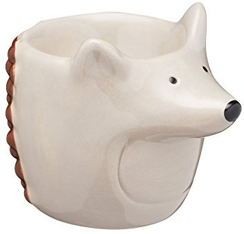 KitchenCraft Ceramic Hedgehog-Shaped Novelty Egg Cup, 8.5 x 5.5 x 6.5 cm (3.5 x 2 x 2.5) - Beige / Brown