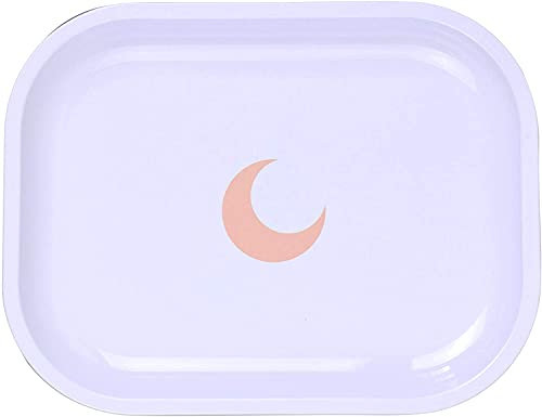 Brando Moon Metallschale Kleinweiß-Leichter Tablett - gekrümmte Kanten und Glatte Oberfläche - 5,5 x 7 Zoll - Reisen