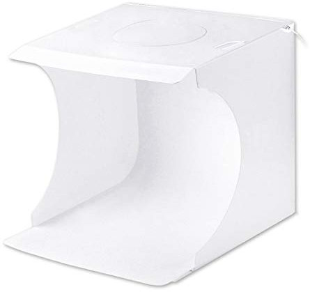 PULUZ Mini cabina fotografica, 22,9 cm, portatile, pieghevole, per studio fotografico, con luci regolabili in 3 colori e 6 sfondi colorati per gioielli e piccoli oggetti fotografici