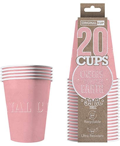 Original Cup - 20 x Gobelets Américains en Carton 53 Cl - Soirée Beer Pong - Rose Pastel