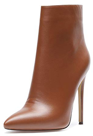 Castamere Polacchine Donna Stivali Cerniera Tacco a Spillo 12CM Marrone Pu Scarpe EU 40