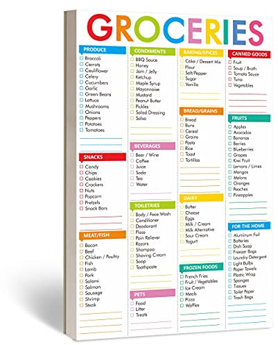 Hebayy 90 Notizblöcke Einkaufsliste Blatt Einkaufsblöcke,Magnetblock,bedruckt mit 110 Lebensmittelnamen für den Kühlschrank sowie leeren Lebensmittelkategorien für Zuhause (Englische Version)