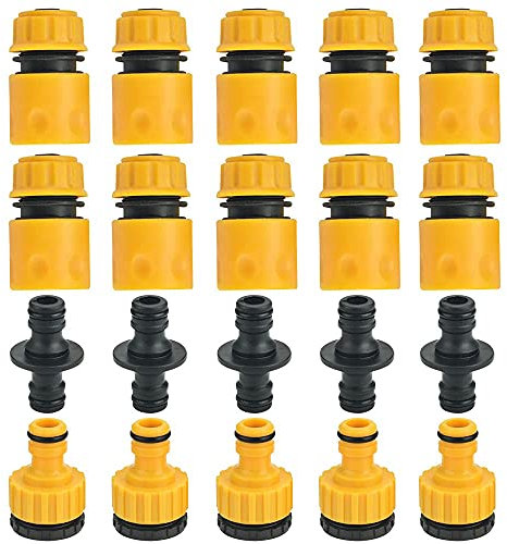 GOLRISEN 20 Stk Schlauchverbinder Set Gartenschlauch Verbinder 1/2 Zoll Schnellkupplung Doppelstecker Kunststoff Schlauchverbindung 1/2 Zoll und 3/4 Zoll Hahnverbinder Anschluss für Haus Wasserhahn