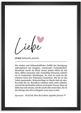 Himmelsflüsterer - Definition Poster & Kunstdrucke | Liebe Partner Geschenk | Wandbilder | Geschenke für Partner Geburtstag | Wanddeko Deko Wohnzimmer | Bilder mit Rahmen | DINA A4 mit Rahmen