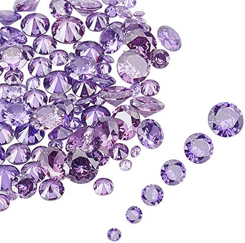 PH PandaHall 120 pezzi 6 dimensioni pietre di cristallo cabochon sfaccettate cubic zirconia Charms per orecchini pendenti bracciale gioielli fai da te fabbricazione artigianale, viola