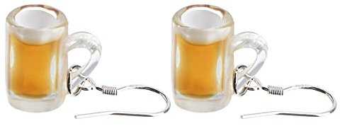 1 Pair Beer Mug Earrings Miniature Beer Cup Dangle Drop Earrings Funny Food Earrings Beer Lover For Women Girls Jewelry Brown
