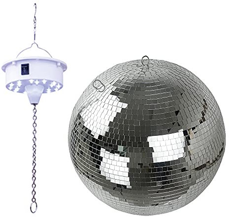FXLAB Battery Mirrorball Motor White inc LED Light + 200mm Mirror Ball comes with Remote