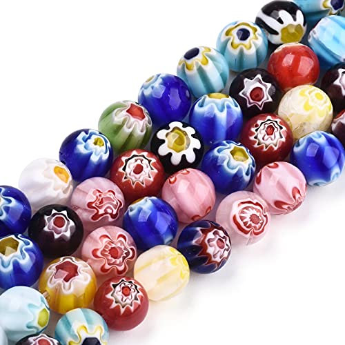 Cheriswelry Über 500 Mini-Millefiori-Glasperlen-Ständer, handgefertigt, runde Kugel mit Blume, 4 mm Abstandhalter, Pony-Anhänger für Schmuckherstellung