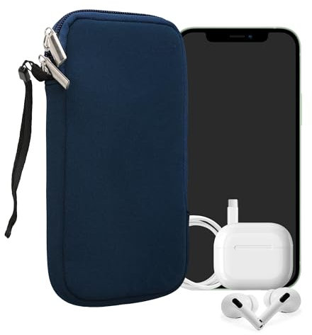 kwmobile Handytasche für Smartphones XL - 6,7/6,8 - Neopren Handy Hülle Marineblau - Handy Tasche 17,2 x 8,4 cm Innenmaße