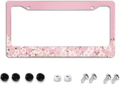 Uangerl Nummernschildhalter mit Blumenmuster, für Herren, mit Zubehör mit 2 Löchern, 30,5 x 15,2 cm, Rosa