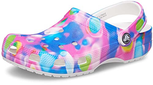 Crocs Sabots Baya Tie Dye, Blanc/Rose, 10/12 UK Men/ 10.5/12 UK Women