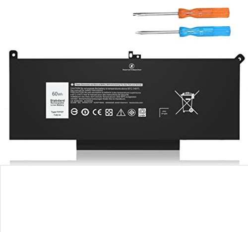 VNYUNQWE F3YGT Batterie 7490 pour Dell Latitude 7480 2 x 39 G 60 WH pour Dell Latitude 12 7000 7280 7290/13 7000 7380 7390 P29S002/14 7000 7480 7490 P73G00 Série 02 DM. 3WC KG7VF P73G 451-BBYE