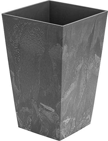 Pot de Fleurs 2 l Aspect béton H 200 mm Pot de Fleurs en Plastique carré béton Structure Gris Marengo Couleur pour intérieur/extérieur, Jardin, Patio, Salon, terrasse, Jardin d'hiver