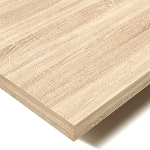 POKAR Tischplatte 2,5 cm Massiv Schreibtischplatte Bürotischplatte für Schreibtisch, Esstisch, Eichen Sonoma, 120 x 60 x 2,5 cm
