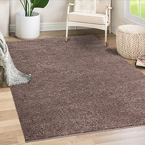 payé Teppich Wohnzimmer Hochflor Shaggy - 120x170cm - Braun Einfarbig Uni Flauschig Modern Boho Deko Teppiche Weich Schlafzimmer
