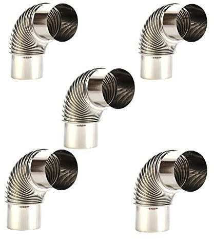 5 Stück Edelstahl 90 Grad Winkelrohr Rauchrohr Verlängerung Kaminrohre für Holzofen 60 mm/70 mm/80 mm