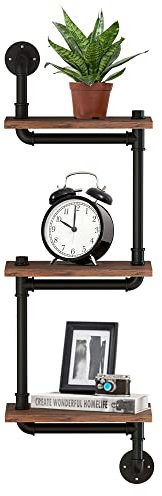 LBSLMJB Industrielles Rohrregal, moderne Holzleiter-Rohrregale mit Holzbohlen, Retro-Rustikal-DIY-Schweberegale, Wandmontage, für Bar, Küche, Wohnzimmer