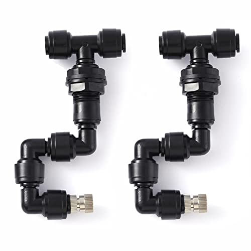 VEXPLO Reptilien Terrariendüse 360° Verstellbarer Düsen Reptilien Fogger Mist Sprinkler, 2 Stück Schwarzer Sprühdüse für Aquarium den Regenwald