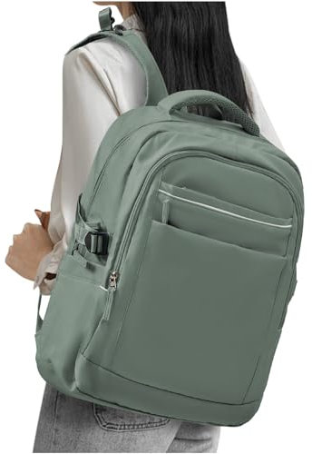 Mochila Portatil Mujer, Mochila de Viaje Para Portatil Mochila para Portatil 15.6 pulgadas Mochila Mujer Trabajo Ordenador con Puerto USB, Impermeable Mochilas Escolares Adolescentes,Verde Oscuro