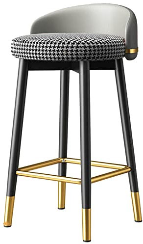 Metall Barhocker Goldene Streifen Ornament Rücken Essstuhl, Essküche Insel Hocker, PU-Lederstühle & quadratische Fußstütze (Größe: 75 cm, Farbe: Huai-05) Feito na China