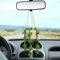 Crochet Hanging Plant for Car Cute Potted Plants Crochet Decor Car Mirror Hanging Accessories Rear View Ornament Hanging Boho Handmade Knitted Pendant (Dark Green)