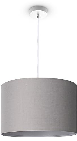 Paco Home Deckenlampe Pendellampe Aus Aluminium Und Stoff Hängelampe Ø45,5cm Breit Wohnzimmerlampe Esstisch Esszimmerlampe E27 Einfarbig 1 Flammig