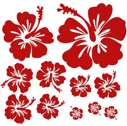 Finest Folia Dekoaufkleber Hibiskus Blumen Home Deko Aufkleber zuhause Sticker wohnen Toilettendeckel Kühlschrank Laptop Toilette selbstklebend K165 (04 Karminrot)