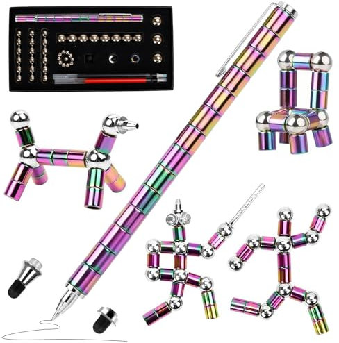 Magnetischer Kugelschreiber, Fidget Pen, Lustig Multifunktions Magnetstift für Junge Männer Frauen Kinder, Coole Gadgets Stressabbau Druckkugelschreiber Geschenk (Bunt)