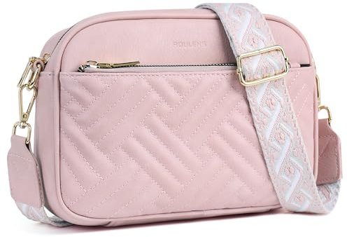 Roulens Gesteppte Damen Handy Umhängetasche, PU Leder Handy Schultertasche, Crossbody Bag für Damen mit Verstellbarem Breiter Gurt