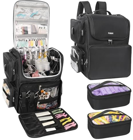 Relavel Hair Tools Reisetasche Hair Stylist Rucksack Friseur Kosmetologie Tasche, Wärmedämmung Vollschicht für Curling Eisen, Haar Glätteisen, Reise Zubehör Zug Fall Friseur Organiser