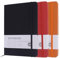 Notizbuch A5, 3 Stück Hardcover Journal Notizbücher, Notizbuch Liniert a5 mit 200 Seiten, Kunstlederbezug Notizbuch mit Elastischem Verschlussband für Schule, Büro, Schreiben (Schwarz+Rot+Orange)