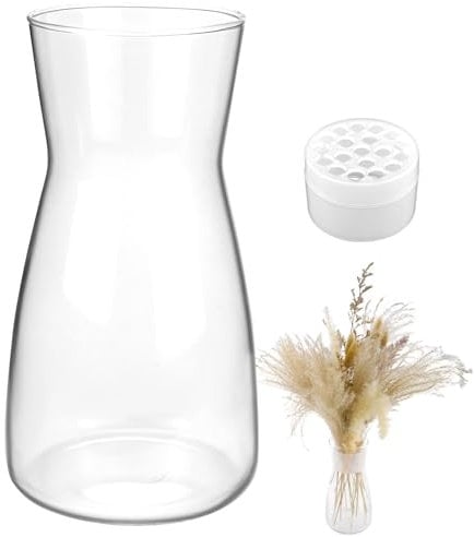 Vase Décoratif en Verre Transparent pour Rose, Tulipe, Herbe de la Pampa, Fleurs Séchées - Décoration Mariage, Salon, Chambre à Coucher