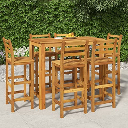 Bulliing 7-TLG. Garten-Essgruppe Sitzgruppe Outdoor StüHle Tisch Set GartenmöBel Set Garten Tische FüR DraußEn Massivholz Akazie