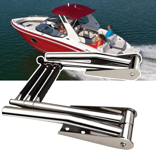 Scaletta 3 Gradini Made Scaletta Telescopica per Pontone a 3 Gradini, Scaletta Marina Allungabile Telescopica in Acciaio Inossidabile, Scaletta con Capacità di 272 kg per Pontone/Marine/Yacht/Piscina